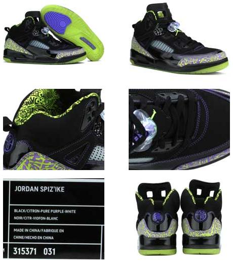 Cheap Air Jordan Spizike Black Citron Pure Purple White Shoes